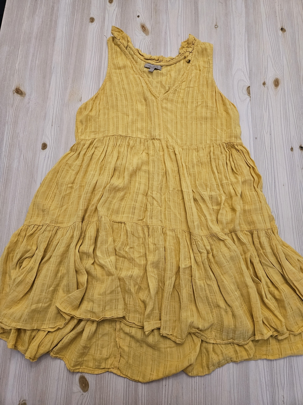 Wonderly Mustard Yellow Tiered Sleeveless Dress
